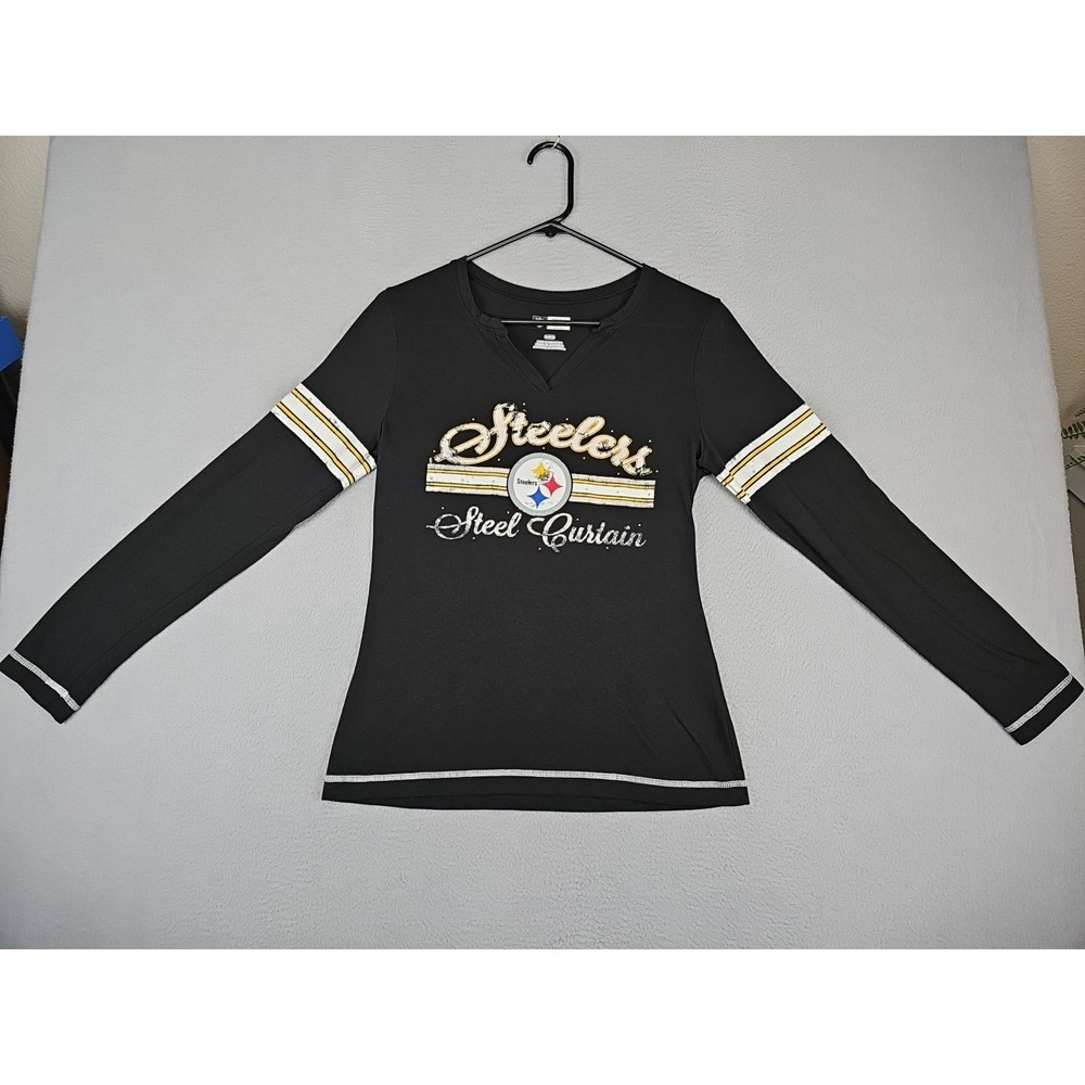 Pittsburgh Steelers NFL Team Apparel Shirt Women's Medium Black Long Sleeve Cute